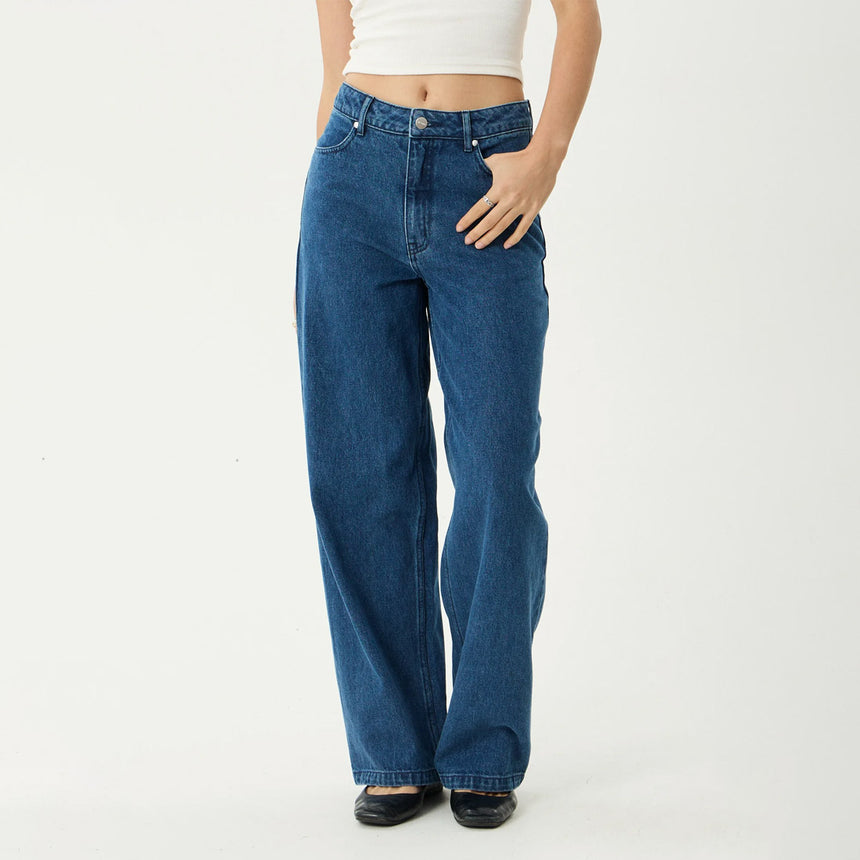 AFENDS Women's Bella Denim Wide Leg Baggy Jean - Authentic Blue
