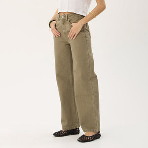 AFENDS Women's Bella Organic Denim Wide Leg Baggy Jean - Washed Olive