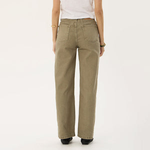 AFENDS Women's Bella Organic Denim Wide Leg Baggy Jean - Washed Olive