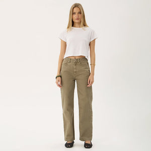 AFENDS Women's Bella Organic Denim Wide Leg Baggy Jean - Washed Olive