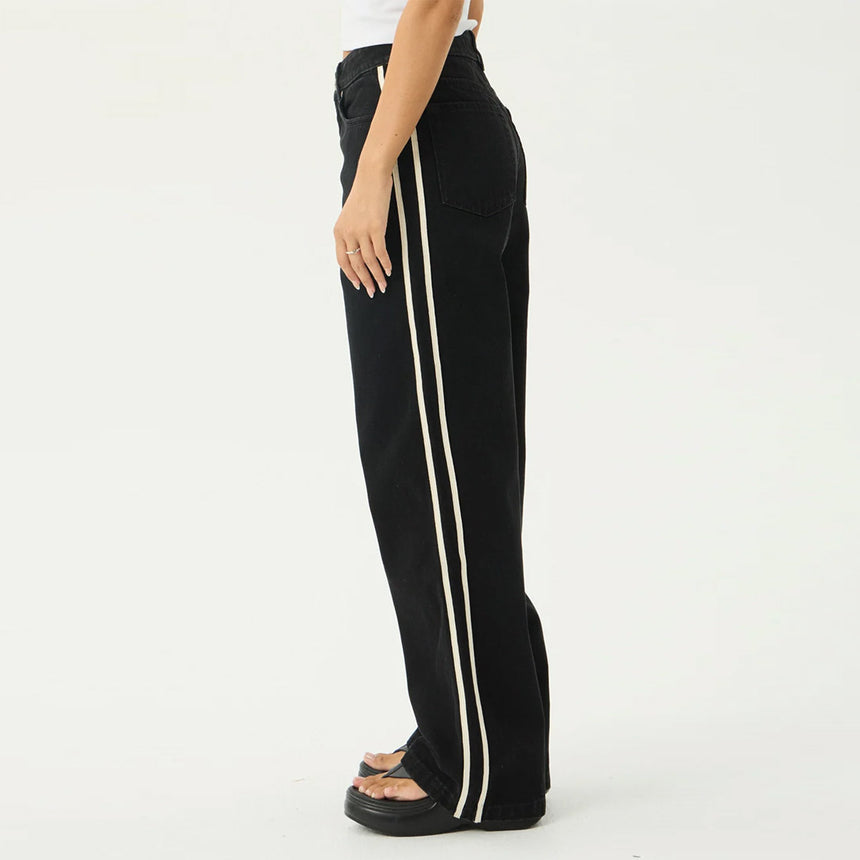 AFENDS Women's Bella Stripe Denim Wide Leg Baggy Jean - Washed Black