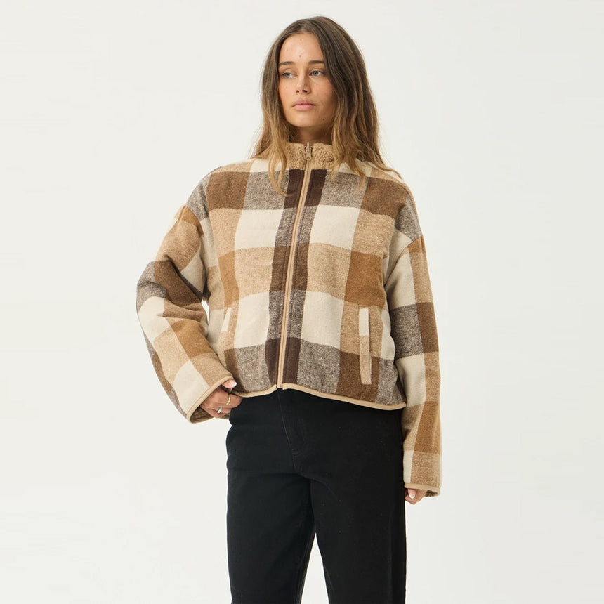 AFENDS Women's Berlin Reversible Polar Fleece Jacket - Almond Check