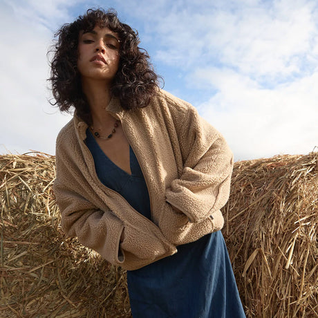 AFENDS Women's Berlin Reversible Polar Fleece Jacket - Almond Check