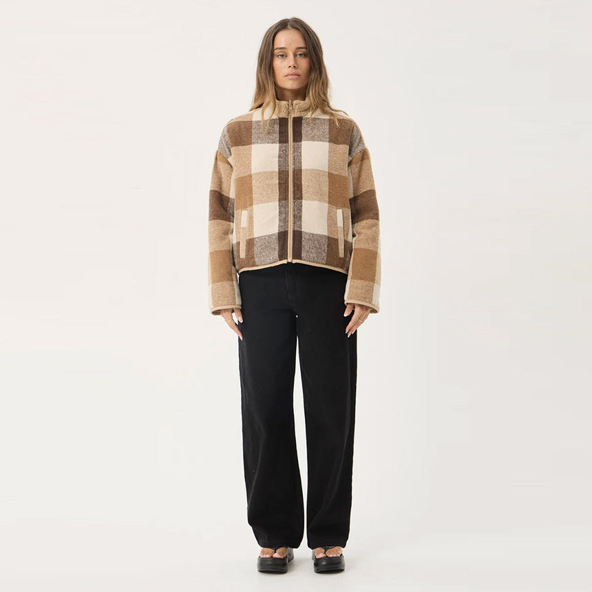 AFENDS Women's Berlin Reversible Polar Fleece Jacket - Almond Check