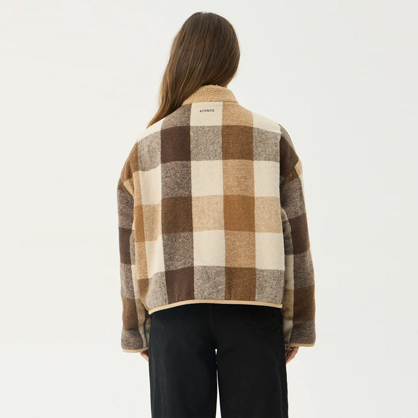 AFENDS Women's Berlin Reversible Polar Fleece Jacket - Almond Check