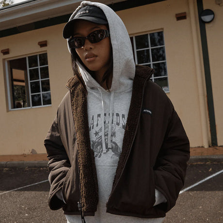 AFENDS Women's Berlin Reversible Polar Fleece Jacket - Coffee