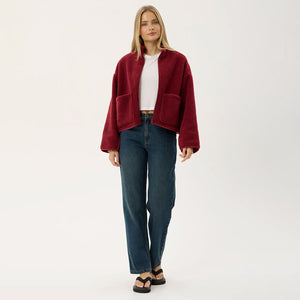 AFENDS Women's Berlin Reversible Recycled Polar Fleece Jacket - Burgundy