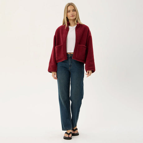 AFENDS Women's Berlin Reversible Recycled Polar Fleece Jacket - Burgundy
