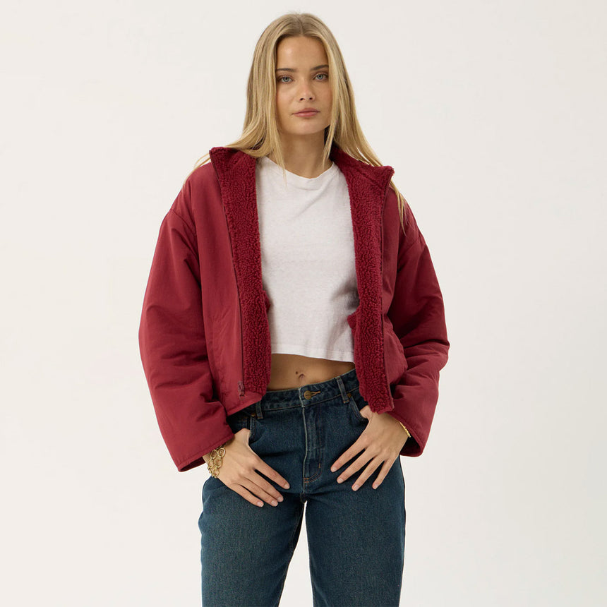 AFENDS Women's Berlin Reversible Recycled Polar Fleece Jacket - Burgundy