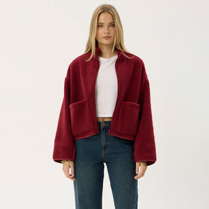 AFENDS Women's Berlin Reversible Recycled Polar Fleece Jacket - Burgundy
