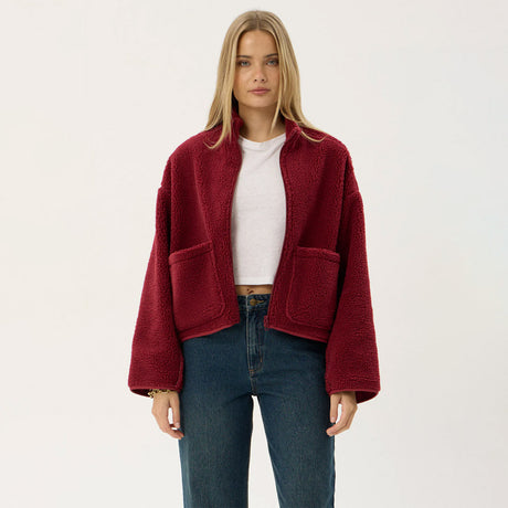 AFENDS Women's Berlin Reversible Recycled Polar Fleece Jacket - Burgundy