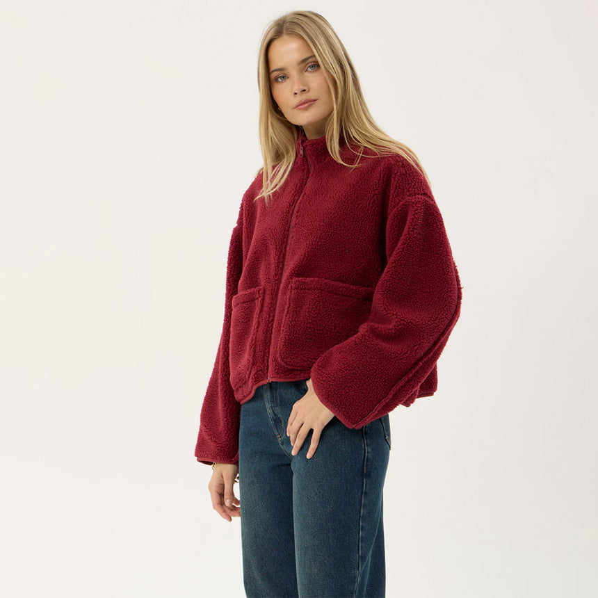 AFENDS Women's Berlin Reversible Recycled Polar Fleece Jacket - Burgundy