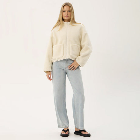 AFENDS Women's Berlin Reversible Recycled Polar Fleece Jacket - Moonbeam
