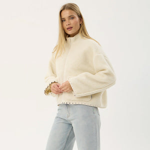 AFENDS Women's Berlin Reversible Recycled Polar Fleece Jacket - Moonbeam