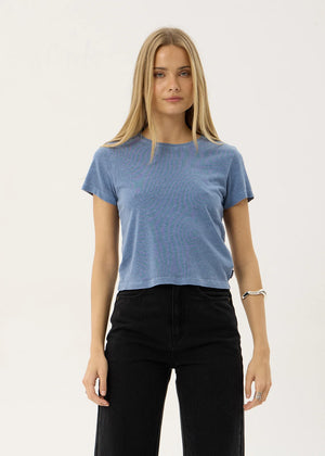 AFENDS Women's Carmen Baby Tee - Washed Slate Blue