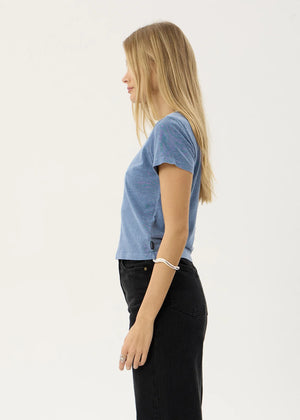 AFENDS Women's Carmen Baby Tee - Washed Slate Blue
