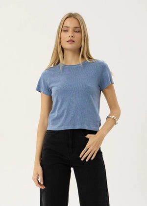 AFENDS Women's Carmen Baby Tee - Washed Slate Blue