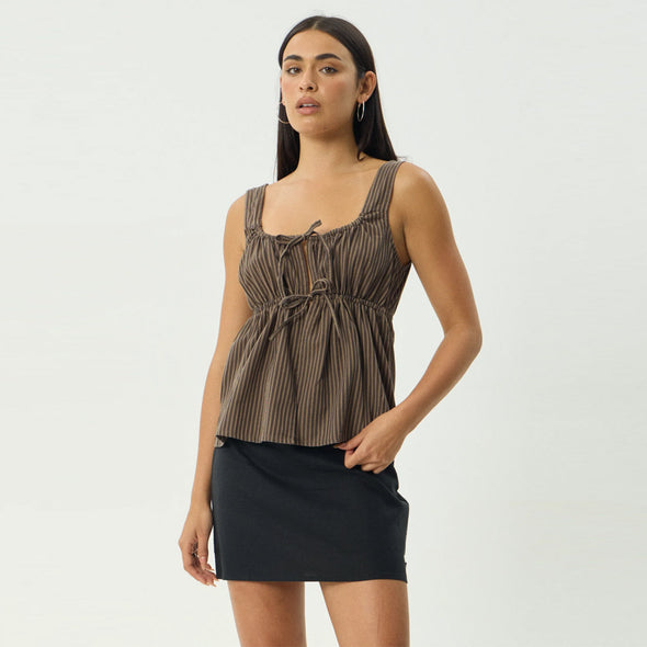 AFENDS Women's Cyrus Tie Top - Coffee Stripe