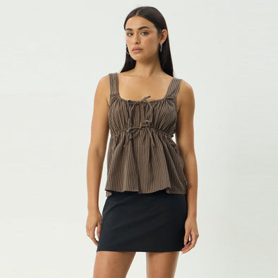 AFENDS Women's Cyrus Tie Top - Coffee Stripe