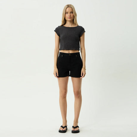 AFENDS Women's Darcy Seersucker Top - Black Check