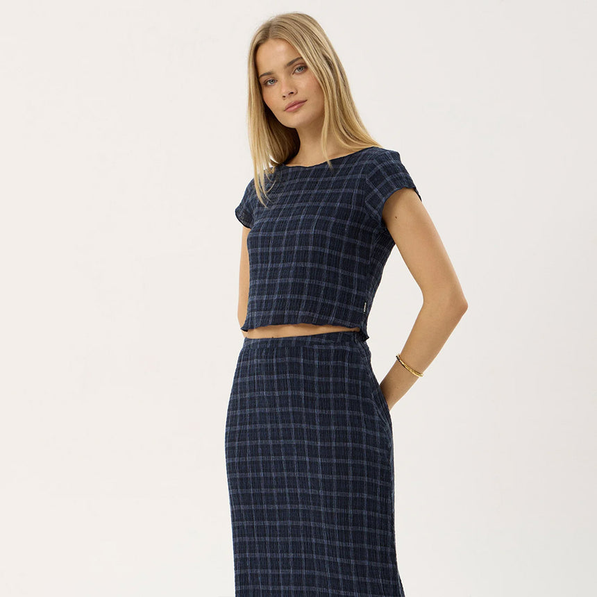 AFENDS Women's Darcy Thea Hemp Seersucker Top - Midnight Check
