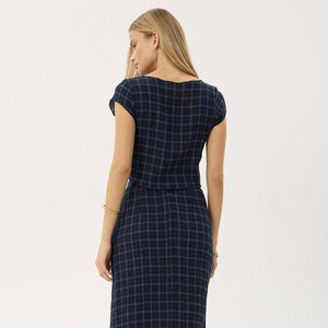 AFENDS Women's Darcy Thea Hemp Seersucker Top - Midnight Check