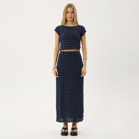 AFENDS Women's Darcy Thea Hemp Seersucker Top - Midnight Check