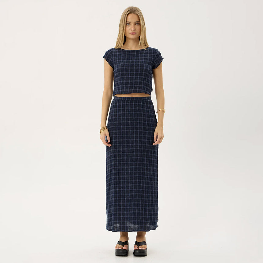 AFENDS Women's Darcy Thea Hemp Seersucker Top - Midnight Check