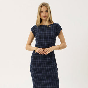 AFENDS Women's Darcy Thea Hemp Seersucker Top - Midnight Check