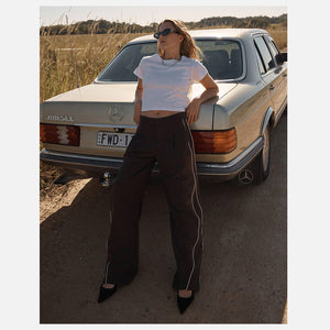 AFENDS Women's Dita Recycled Low Rise Trouser - Coffee