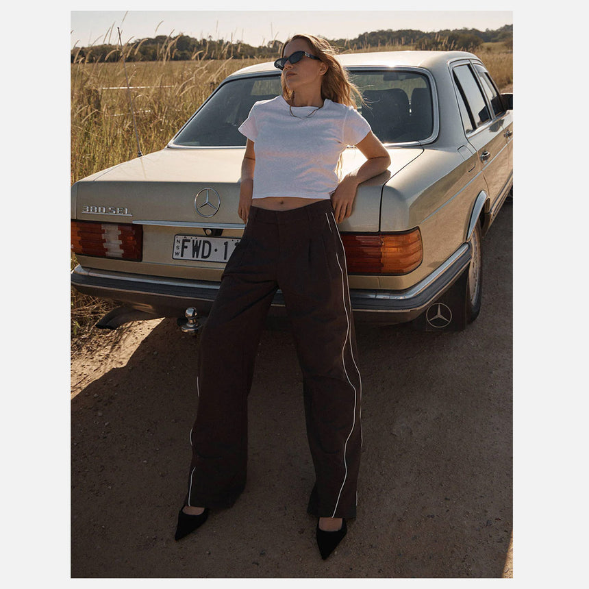 AFENDS Women's Dita Recycled Low Rise Trouser - Coffee
