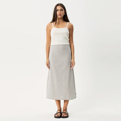 AFENDS Women's Drew Seersucker Midi Skirt - Taupe Check