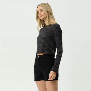 AFENDS Women's Dusk Focus Seersucker Long Sleeve Top - Black Check