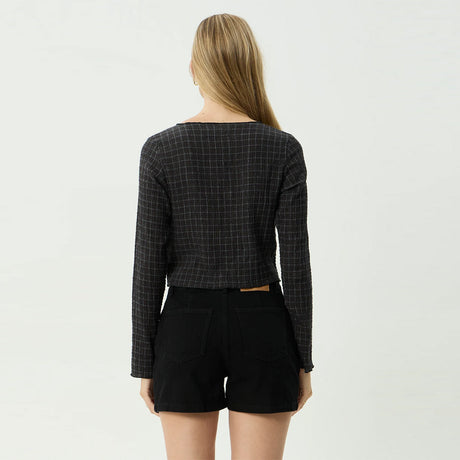AFENDS Women's Dusk Focus Seersucker Long Sleeve Top - Black Check