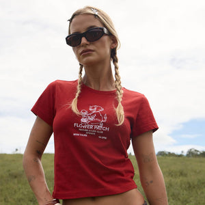 AFENDS Women's Flower Patch Baby Tee - Ketchup