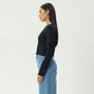 AFENDS Women's Focus Seersucker Long Sleeve Top - Black