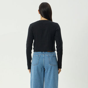 AFENDS Women's Focus Seersucker Long Sleeve Top - Black