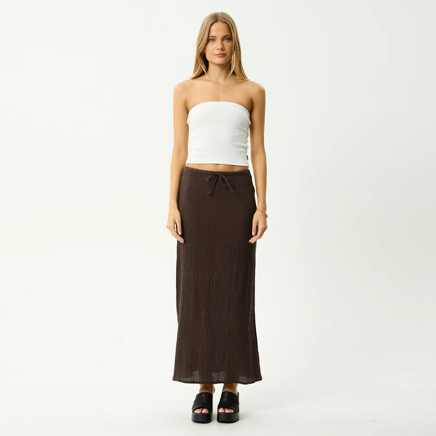 AFENDS Women's Focus Seersucker Maxi Skirt - Coffee