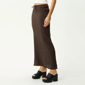 AFENDS Women's Focus Seersucker Maxi Skirt - Coffee