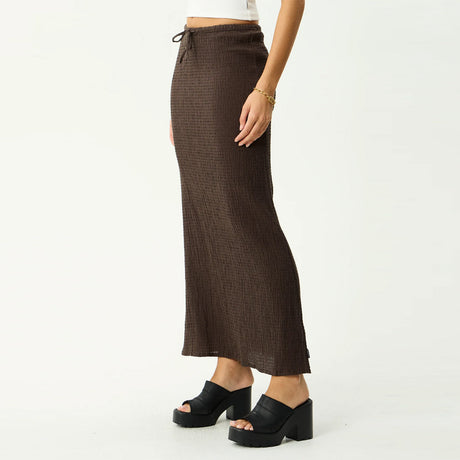 AFENDS Women's Focus Seersucker Maxi Skirt - Coffee