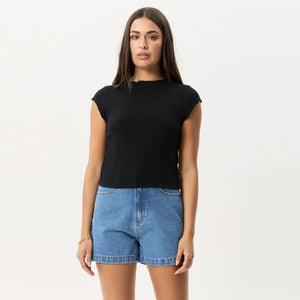 AFENDS Women's Focus Seersucker Mock Neck Top - Black