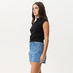 AFENDS Women's Focus Seersucker Mock Neck Top - Black