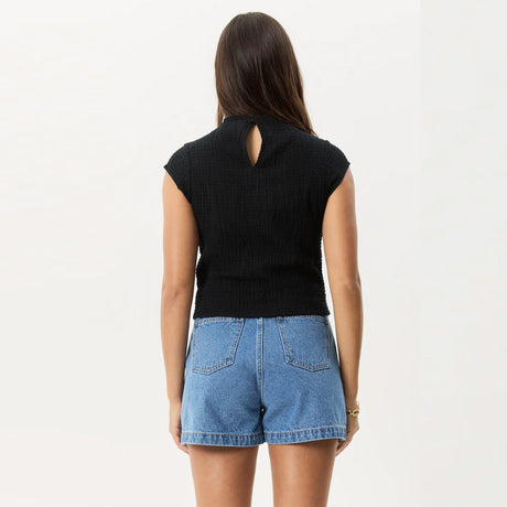 AFENDS Women's Focus Seersucker Mock Neck Top - Black