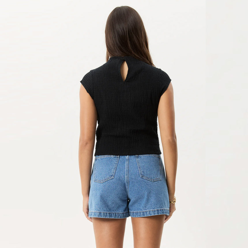 AFENDS Women's Focus Seersucker Mock Neck Top - Black
