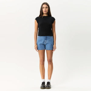 AFENDS Women's Focus Seersucker Mock Neck Top - Black