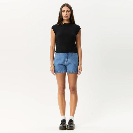 AFENDS Women's Focus Seersucker Mock Neck Top - Black