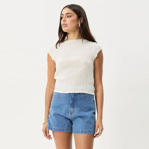 AFENDS Women's Focus Seersucker Mock Neck Top - Off White