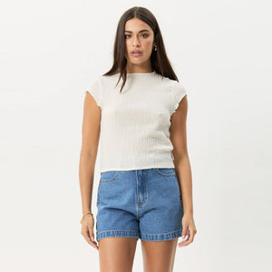AFENDS Women's Focus Seersucker Mock Neck Top - Off White