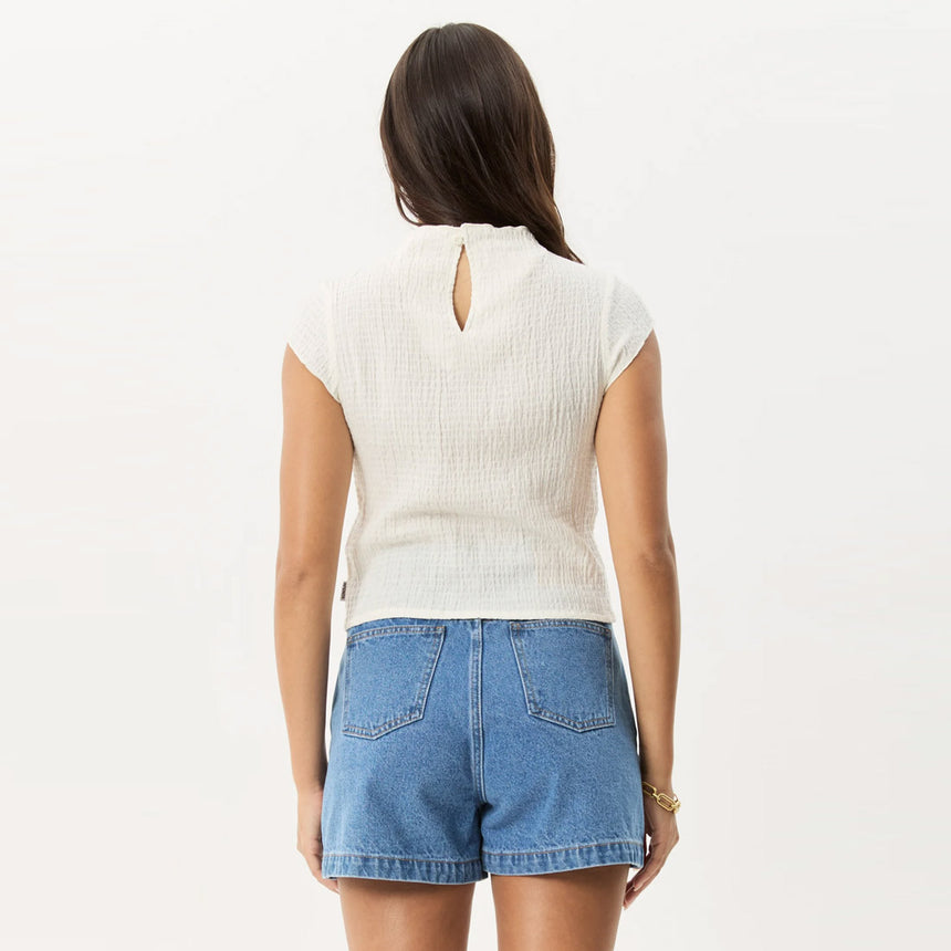 AFENDS Women's Focus Seersucker Mock Neck Top - Off White