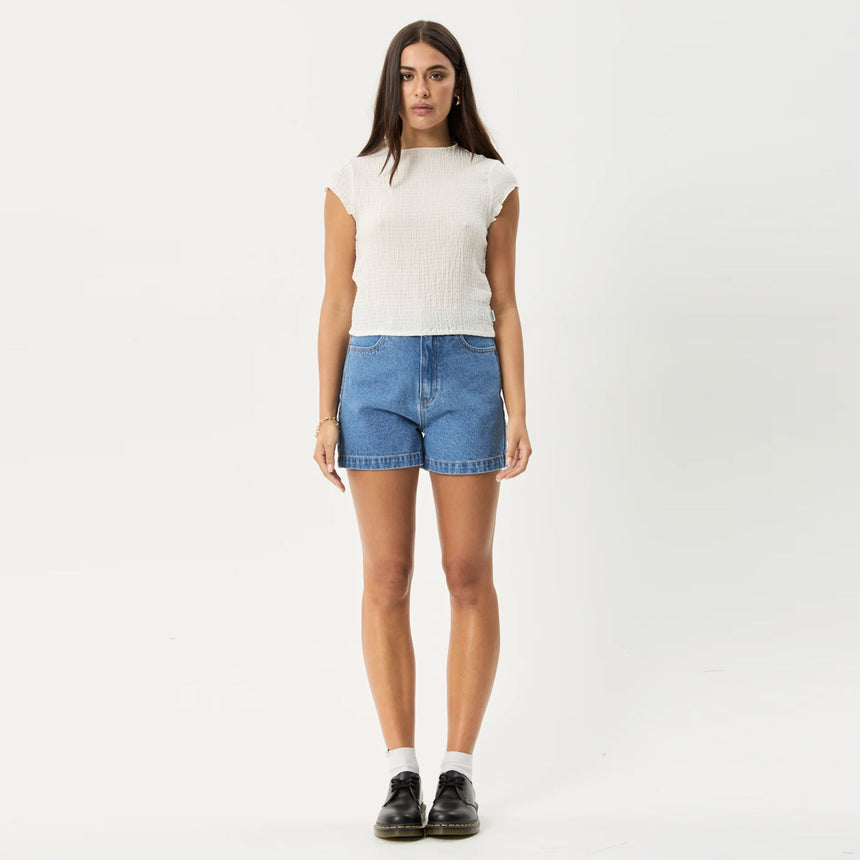 AFENDS Women's Focus Seersucker Mock Neck Top - Off White